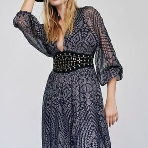 NEW Free people moonbelt navy silver mini dress